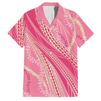 Polynesian Puakeniken Pikake Twisted Lei Family Matching Long Sleeve Bodycon Dress and Hawaiian Shirt Rose Pink LT7 Dad's Shirt - Short Sleeve Rose Pink - Polynesian Pride