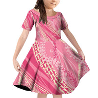 Polynesian Puakeniken Pikake Twisted Lei Family Matching Off Shoulder Short Dress and Hawaiian Shirt Rose Pink - Polynesian Pride