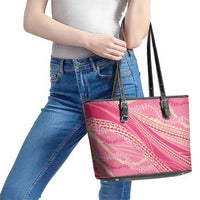 Polynesian Puakeniken Pikake Twisted Lei Leather Tote Bag Rose Pink - Polynesian Pride
