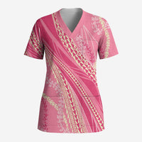 Polynesian Puakeniken Pikake Twisted Lei Scrub Top Rose Pink - Polynesian Pride