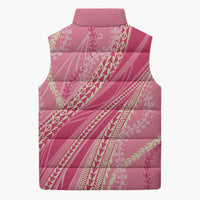Polynesian Puakeniken Pikake Twisted Lei Sleeveless Puffer Jacket Rose Pink - Polynesian Pride