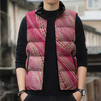 Polynesian Puakeniken Pikake Twisted Lei Sleeveless Puffer Jacket Rose Pink - Polynesian Pride