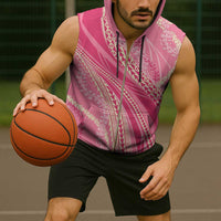 Polynesian Puakeniken Pikake Twisted Lei Sleeveless Zip Hoodie Rose Pink - Polynesian Pride