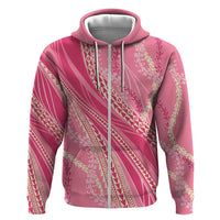 Polynesian Puakeniken Pikake Twisted Lei Zip Hoodie Rose Pink - Polynesian Pride