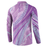 Polynesian Puakeniken Pikake Twisted Lei Button Sweatshirt Amethys - Polynesian Pride