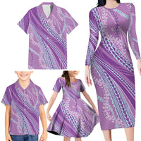 Polynesian Puakeniken Pikake Twisted Lei Family Matching Long Sleeve Bodycon Dress and Hawaiian Shirt Amethys LT7 - Polynesian Pride