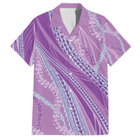 Polynesian Puakeniken Pikake Twisted Lei Family Matching Off Shoulder Short Dress and Hawaiian Shirt Amethys LT7 Dad's Shirt - Short Sleeve Amethys - Polynesian Pride