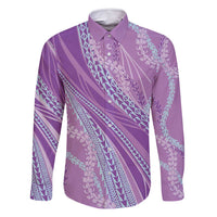 Polynesian Puakeniken Pikake Twisted Lei Family Matching Off Shoulder Short Dress and Hawaiian Shirt Amethys LT7 Dad's Shirt - Long Sleeve Amethys - Polynesian Pride