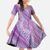 Polynesian Puakeniken Pikake Twisted Lei Family Matching Puletasi and Hawaiian Shirt Amethys LT7 Daughter's Dress Amethys - Polynesian Pride
