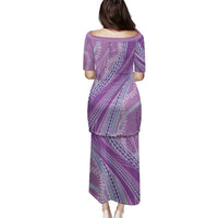 Polynesian Puakeniken Pikake Twisted Lei Family Matching Puletasi and Hawaiian Shirt Amethys - Polynesian Pride