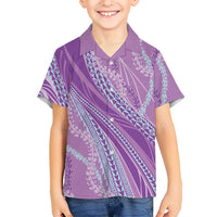 Polynesian Puakeniken Pikake Twisted Lei Family Matching Puletasi and Hawaiian Shirt Amethys LT7 Son's Shirt Amethys - Polynesian Pride