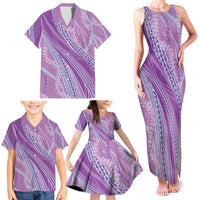 Polynesian Puakeniken Pikake Twisted Lei Family Matching Tank Maxi Dress and Hawaiian Shirt Amethys - Polynesian Pride