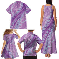 Polynesian Puakeniken Pikake Twisted Lei Family Matching Tank Maxi Dress and Hawaiian Shirt Amethys LT7 - Polynesian Pride