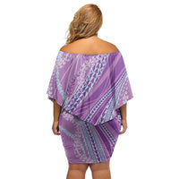 Polynesian Puakeniken Pikake Twisted Lei Off Shoulder Short Dress Amethys - Polynesian Pride