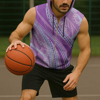 Polynesian Puakeniken Pikake Twisted Lei Sleeveless Zip Hoodie Amethys - Polynesian Pride