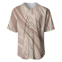 Polynesian Puakeniken Pikake Twisted Lei Baseball Jersey Beige - Polynesian Pride