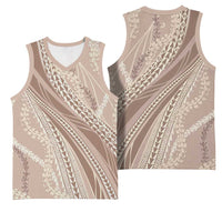 Polynesian Puakeniken Pikake Twisted Lei Basketball Jersey Beige - Polynesian Pride