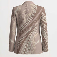 Polynesian Puakeniken Pikake Twisted Lei Blazer Beige - Polynesian Pride