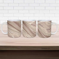 Polynesian Puakeniken Pikake Twisted Lei Ceramic Mug Beige - Polynesian Pride