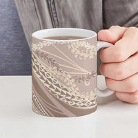 Polynesian Puakeniken Pikake Twisted Lei Ceramic Mug Beige - Polynesian Pride