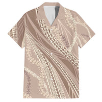 Polynesian Puakeniken Pikake Twisted Lei Family Matching Long Sleeve Bodycon Dress and Hawaiian Shirt Beige LT7 Dad's Shirt - Short Sleeve Beige - Polynesian Pride