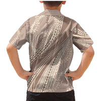 Polynesian Puakeniken Pikake Twisted Lei Family Matching Mermaid Dress and Hawaiian Shirt Beige LT7 - Polynesian Pride