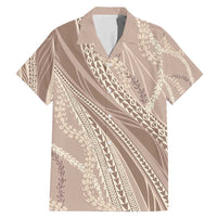 Polynesian Puakeniken Pikake Twisted Lei Family Matching Mermaid Dress and Hawaiian Shirt Beige LT7 Dad's Shirt - Short Sleeve Beige - Polynesian Pride
