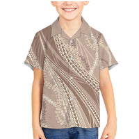 Polynesian Puakeniken Pikake Twisted Lei Family Matching Mermaid Dress and Hawaiian Shirt Beige - Polynesian Pride