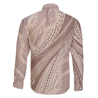 Polynesian Puakeniken Pikake Twisted Lei Family Matching Short Sleeve Bodycon Dress and Hawaiian Shirt Beige - Polynesian Pride