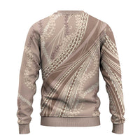 Polynesian Puakeniken Pikake Twisted Lei Ugly Christmas Sweater Beige - Polynesian Pride