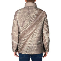 Polynesian Puakeniken Pikake Twisted Lei Padded Jacket Beige - Polynesian Pride
