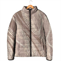 Polynesian Puakeniken Pikake Twisted Lei Padded Jacket Beige - Polynesian Pride