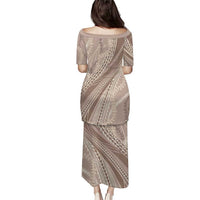 Polynesian Puakeniken Pikake Twisted Lei Puletasi Beige - Polynesian Pride