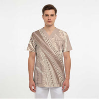 Polynesian Puakeniken Pikake Twisted Lei Scrub Top Beige - Polynesian Pride