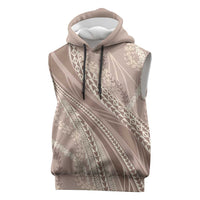 Polynesian Puakeniken Pikake Twisted Lei Sleeveless Hoodie Beige - Polynesian Pride