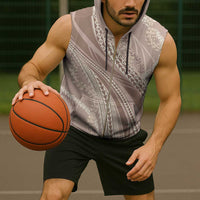 Polynesian Puakeniken Pikake Twisted Lei Sleeveless Zip Hoodie Beige - Polynesian Pride