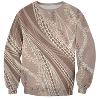 Polynesian Puakeniken Pikake Twisted Lei Sweatshirt Beige - Polynesian Pride