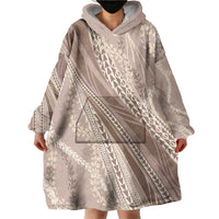 Polynesian Puakeniken Pikake Twisted Lei Wearable Blanket Hoodie Beige - Polynesian Pride