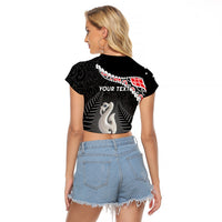 Personalised New Zealand Maori Raglan Cropped T Shirt Manaia Mix Koru LT7 - Polynesian Pride