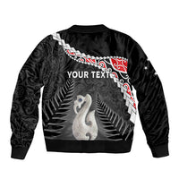 Personalised New Zealand Maori Sleeve Zip Bomber Jacket Manaia Mix Koru LT7 - Polynesian Pride