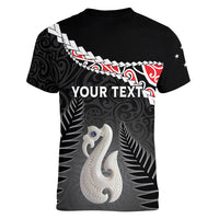 Personalised New Zealand Maori Women V Neck T Shirt Manaia Mix Koru LT7 - Polynesian Pride