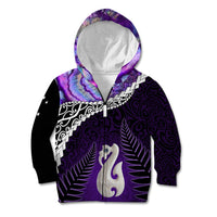Personalised New Zealand Maori Kid Hoodie Manaia Paua Shell Purple LT7 Zip Hoodie Purple - Polynesian Pride