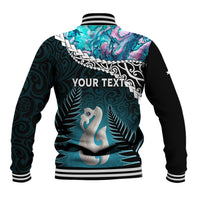 Personalised New Zealand Maori Baseball Jacket Manaia Paua Shell Turquoise LT7 - Polynesian Pride