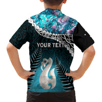 Personalised New Zealand Maori Family Matching Summer Maxi Dress and Hawaiian Shirt Manaia Paua Shell Turquoise LT7 - Polynesian Pride