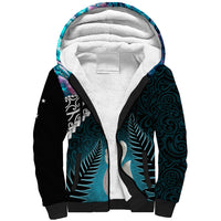 Personalised New Zealand Maori Sherpa Hoodie Manaia Paua Shell Turquoise LT7 Unisex Turquoise - Polynesian Pride