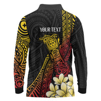 Personalized Papua New Guinea Long Sleeve Polo Shirt Kundu Drum Carving Motifs LT7 - Polynesian Pride