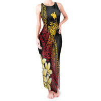 Personalized Papua New Guinea Tank Maxi Dress Kundu Drum Carving Motifs LT7 Women Black - Polynesian Pride