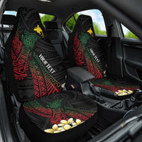 Personalized Papua New Guinea Car Seat Cover Kundu Drum Motifs - Sepik Colors LT7 One Size Black - Polynesian Pride