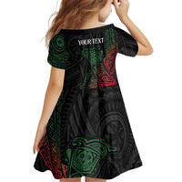 Personalized Papua New Guinea Kid Short Sleeve Dress Kundu Drum Motifs - Sepik Colors LT7 - Polynesian Pride