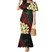 Personalized Papua New Guinea Mermaid Dress Kundu Drum Motifs - Sepik Colors LT7 Women Black - Polynesian Pride